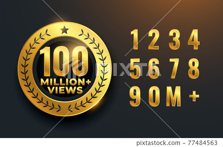 100 million or 100M views celebration golden label design 77484563