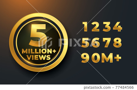 5 million or 5M views golden label badge design 5 million or 5M views golden label badge design 77484566