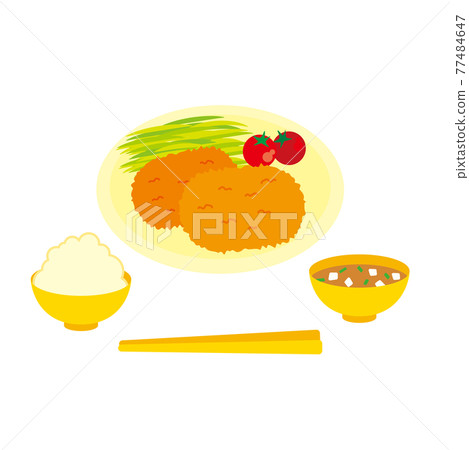 美味炸丸子套餐的插圖，可愛、簡單、白色背景 77484647