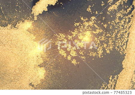 Abstract gold, smoke grey marble pattern with sparkles 77485323