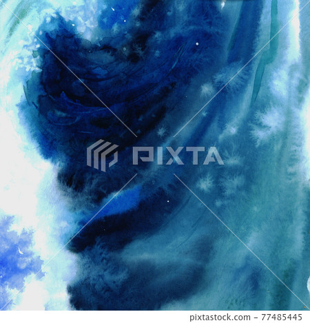 Watercolor blue sea background with space for text 77485445