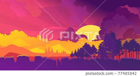 minimalistic natural landscape evening sunset minimalistic natural landscape evening sunset 77485842
