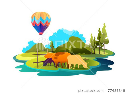 rural landscape summer ecologically clean pastures rural landscape summer ecologically clean pastures 77485846