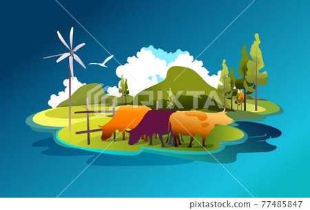 rural landscape summer ecologically clean pastures rural landscape summer ecologically clean pastures 77485847
