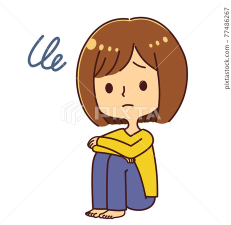 女人抱著膝蓋憂心忡忡的插圖素材 女人抱著膝蓋憂心忡忡的插圖素材 77486267