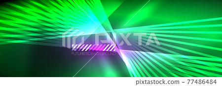 Neon dynamic beams vector abstract wallpaper background. Wallpaper background, design templates for business or technology presentations, internet posters or web brochure covers 77486484