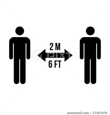 Social distancing icon vector symbol of keep safe distance sign in a glyph pictogram illustration 77487076