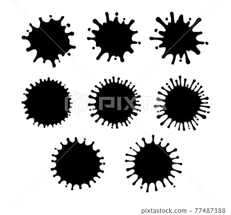 墨水/液體/血濺/濺/濺剪影圖案矢量插圖集 77487388