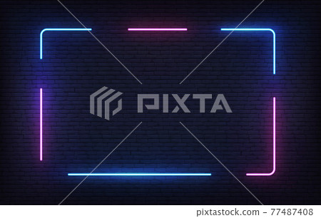 Neon frame template. Light banner design. Vector glowing rectangle signboard Neon frame template. Light banner design. Vector glowing rectangle signboard 77487408