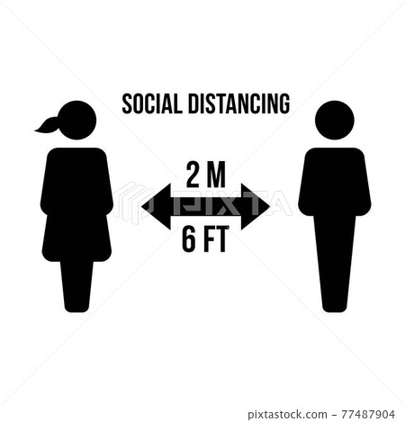 Social distancing icon vector symbol of keep safe distance sign in a glyph pictogram illustration Social distancing icon vector symbol of keep safe distance sign in a glyph pictogram illustration 77487904