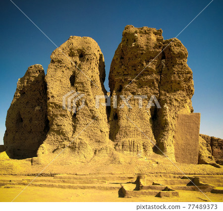 View to Western Deffufa temple in Kerma Nubia, Sudan 77489373