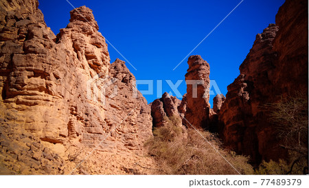 Bizzare rock formation at Essendilene, Tassili nAjjer national park, Algeria 77489379