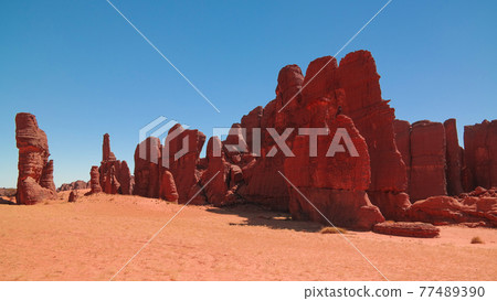 Abstract Rock formation at plateau Ennedi aka stone forest in Chad 77489390