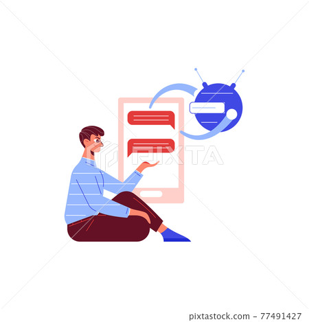 Flat Chatbot Illustration-插圖素材 [77491427] - PIXTA圖庫