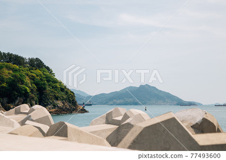Odongdo Island and sea in Yeosu, Korea 77493600