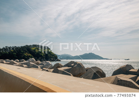 Odongdo Island and sea in Yeosu, Korea 77493874