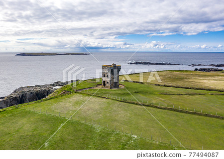 Aerial view of the Napoleonic Signal Tower in Malin Beg - County Donegal, Ireland Aerial view of the Napoleonic Signal Tower in Malin Beg - County Donegal, Ireland 77494087