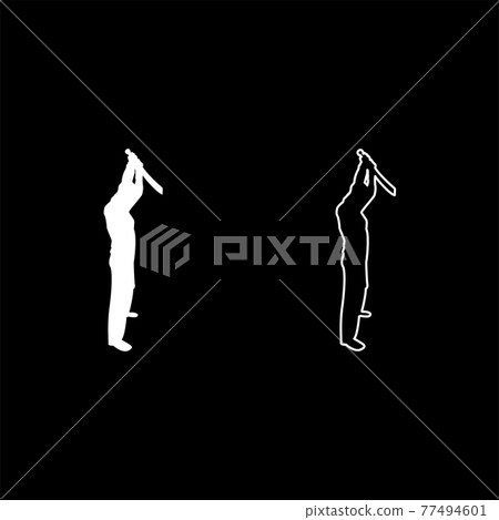 Man with sword machete from above Cold weapons in  77494601