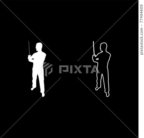 Man with sword machete Cold weapons in hand  77494609