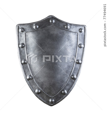 Old medieval shield isolated on white background with clipping path Old medieval shield isolated on white background with clipping path 77494691