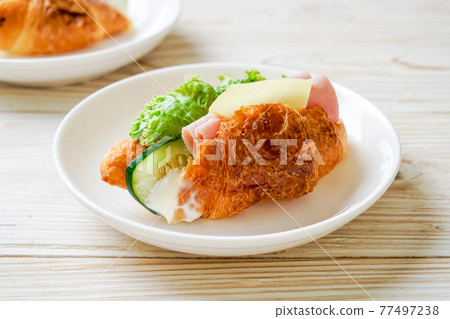 sandwich croissant ham cheese sandwich croissant ham cheese 77497238