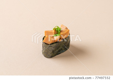 Ankimo sushi, monkfish liver on sushi rice Ankimo sushi, monkfish liver on sushi rice 77497332