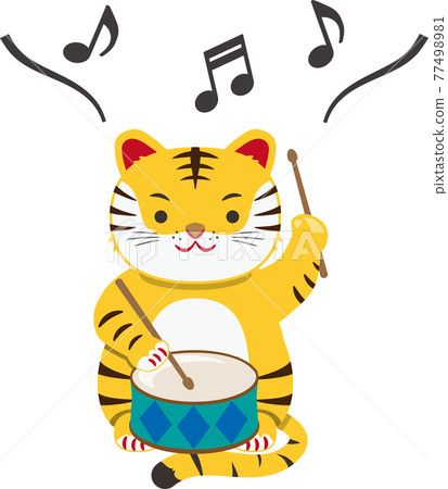老虎用音符敲鼓 老虎用音符敲鼓 77498981