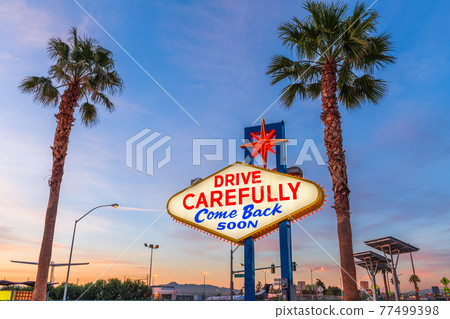 Las Vegas, Nevada, USA at the back of the Welcome to Las Vegas Sign Las Vegas, Nevada, USA at the back of the Welcome to Las Vegas Sign 77499398