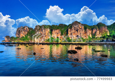 Beautiful scenic at tonsai beach in Railay, Krabi in Thailand. Beautiful scenic at tonsai beach in Railay, Krabi in Thailand. 77499983