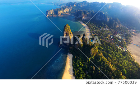 Aerial view of Railay beach in Krabi, Thailand. Aerial view of Railay beach in Krabi, Thailand. 77500039
