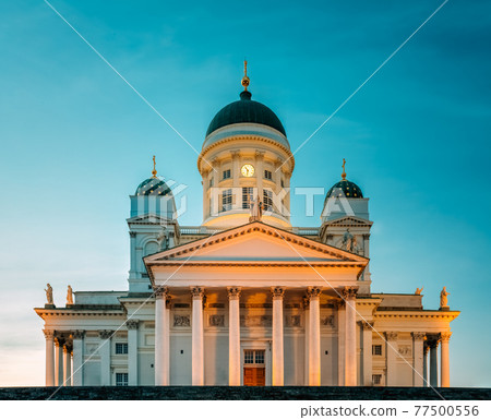 Helsinki Cathedral, Helsinki, Finland. Summer Sunset Evening Helsinki Cathedral, Helsinki, Finland. Summer Sunset Evening 77500556