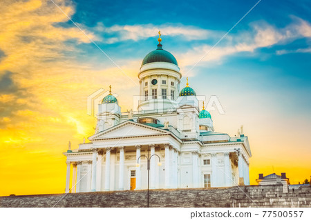 Helsinki Cathedral, Helsinki, Finland. Summer Sunset Evening Helsinki Cathedral, Helsinki, Finland. Summer Sunset Evening 77500557