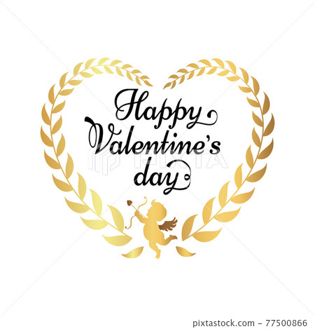 Happy Valentines Day Poster Inscription in Heart 77500866