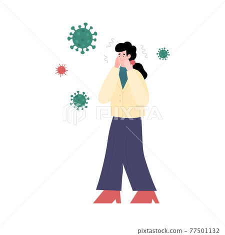 Phobia of bacterias or panic due pandemic cartoon vector illustration isolated. 77501132