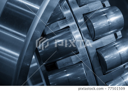 The close-up scene of cylindrical rolling bearing. The close-up scene of cylindrical rolling bearing. 77501509