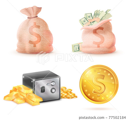 Sack Full of Money, Metal Safe Strongbox and Bag Sack Full of Money, Metal Safe Strongbox and Bag 77502184