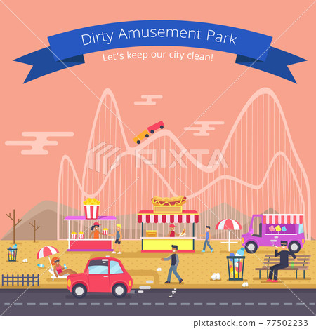 Dirty Amusement Park Poster Vector Illustration Dirty Amusement Park Poster Vector Illustration 77502233