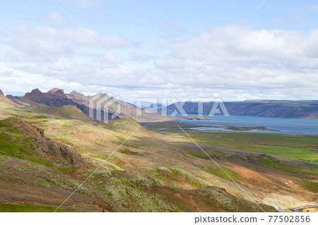 Seltun area aerial landscape, south Iceland panorama. 77502856