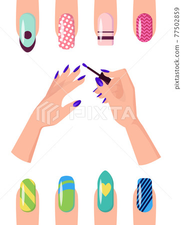 Manicure with Patterns on Nails of All Shapes Set Manicure with Patterns on Nails of All Shapes Set 77502859