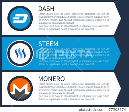 Blue Dash, White Steem and Orange with Grey Monero Blue Dash, White Steem and Orange with Grey Monero 77502874