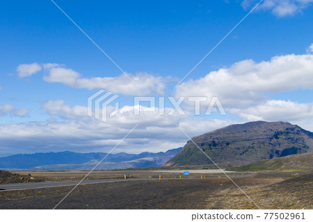 Perspective road from south Iceland. Icelandic landscape Perspective road from south Iceland. Icelandic landscape 77502961