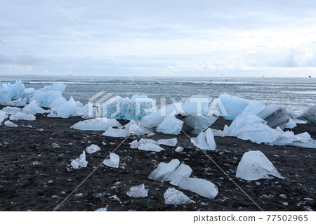 Icebergs on water, Jokulsarlon glacial lake, Iceland Icebergs on water, Jokulsarlon glacial lake, Iceland 77502965