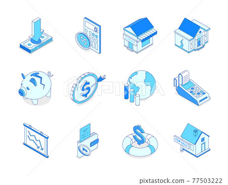 Economic crisis - modern line isometric icons set 77503222