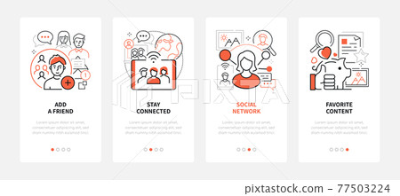 Social media - modern line design style web banners Social media - modern line design style web banners 77503224