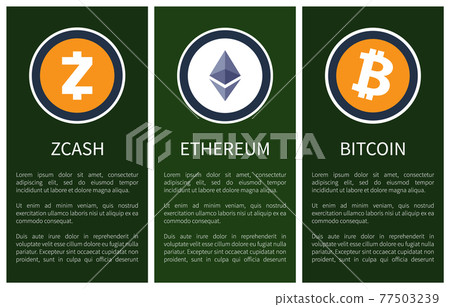 Cryptocurrency Icons and Sample Text on Posters Cryptocurrency Icons and Sample Text on Posters 77503239