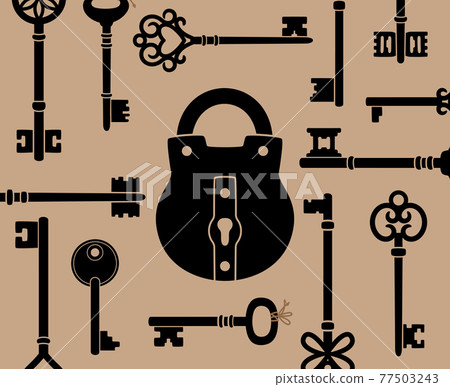 Retro keys and lock - Stock Illustration [77503243] - PIXTA