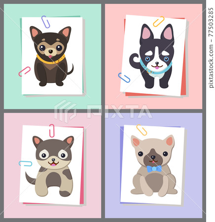 Dogs with Good Mood Collection Vector Illustration 77503285