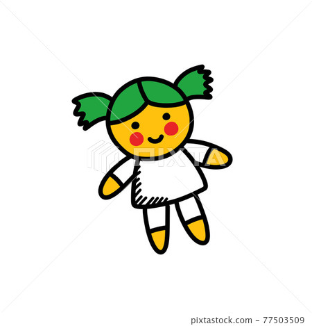 doll doodle icon, vector color line illustration doll doodle icon, vector color line illustration 77503509