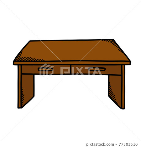 desk doodle icon, vector color line illustration desk doodle icon, vector color line illustration 77503510