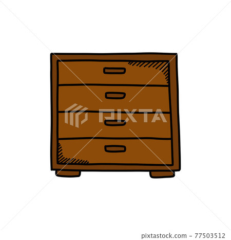 chest of drawers doodle icon, vector color line illustration 77503512